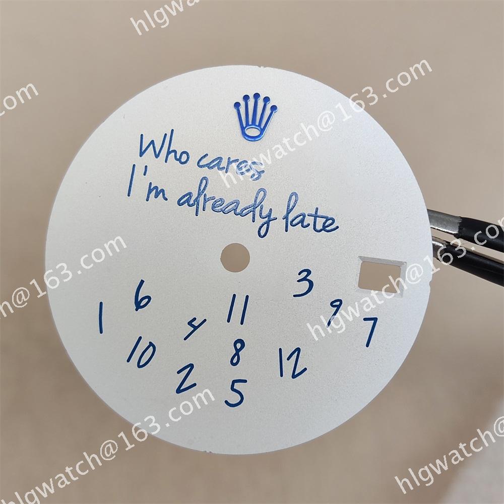 28.5mm Rolex Who Care Dial For NH35 Movement Modification Accessory Blue Font And Crown