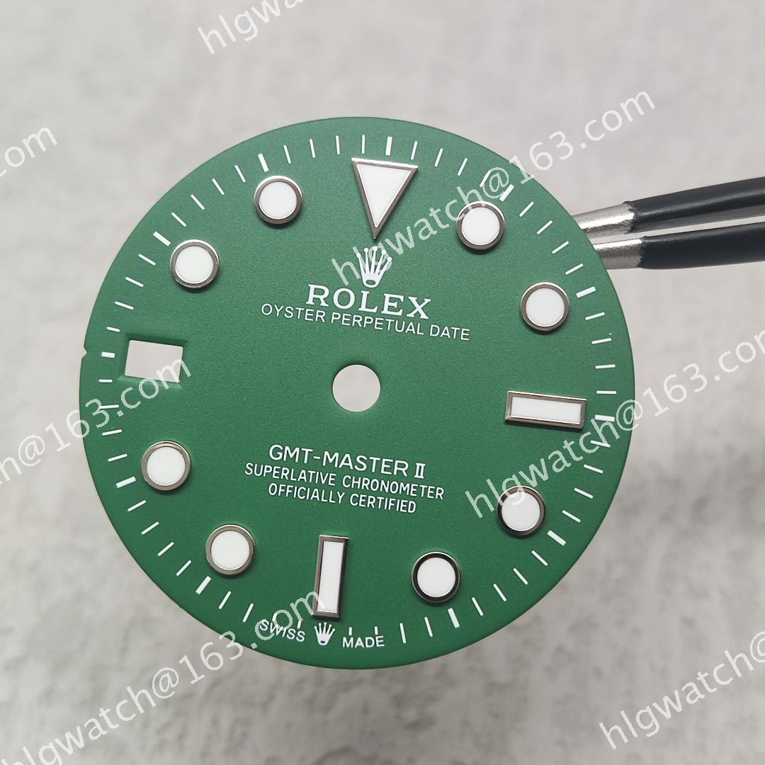 NH34 ROLEX Watch Dial GMT Green Left-hand Use Dial 28.5mm Modified Watch Accessories with BGW9 Blue-green Luminous