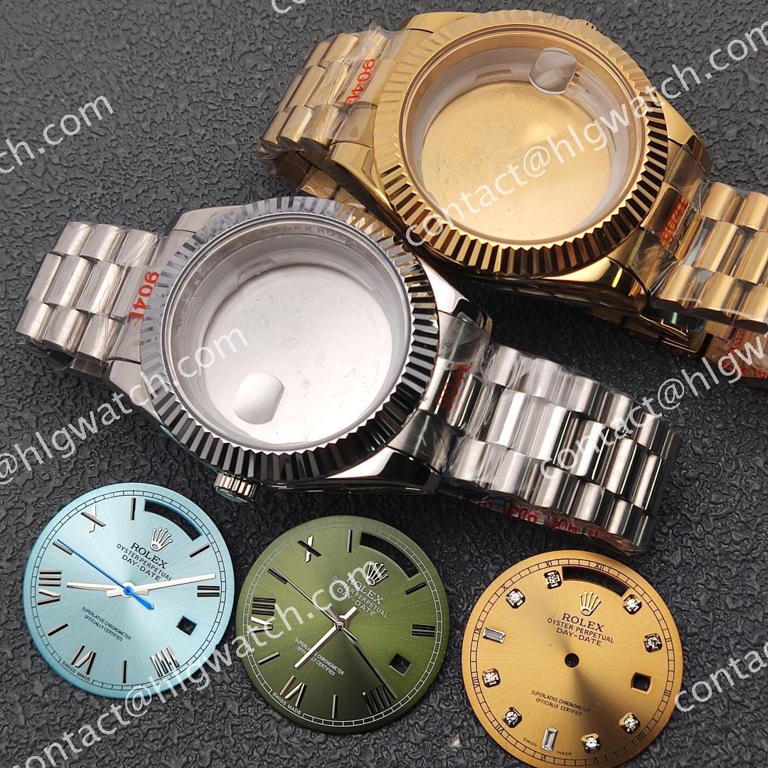 40mm Day-Date Watch Case Set with President Bracelet 31mm Dial Wristwatch m228238 m228239 fit Seagull 2834 ETA 2834-2 Movement