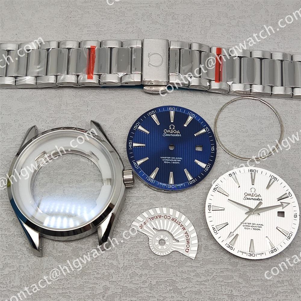 41mm Omega Aqua Terra 150 Steel Case set fit 8215 2813 8205 8200 Dial Modified Watch Accessories