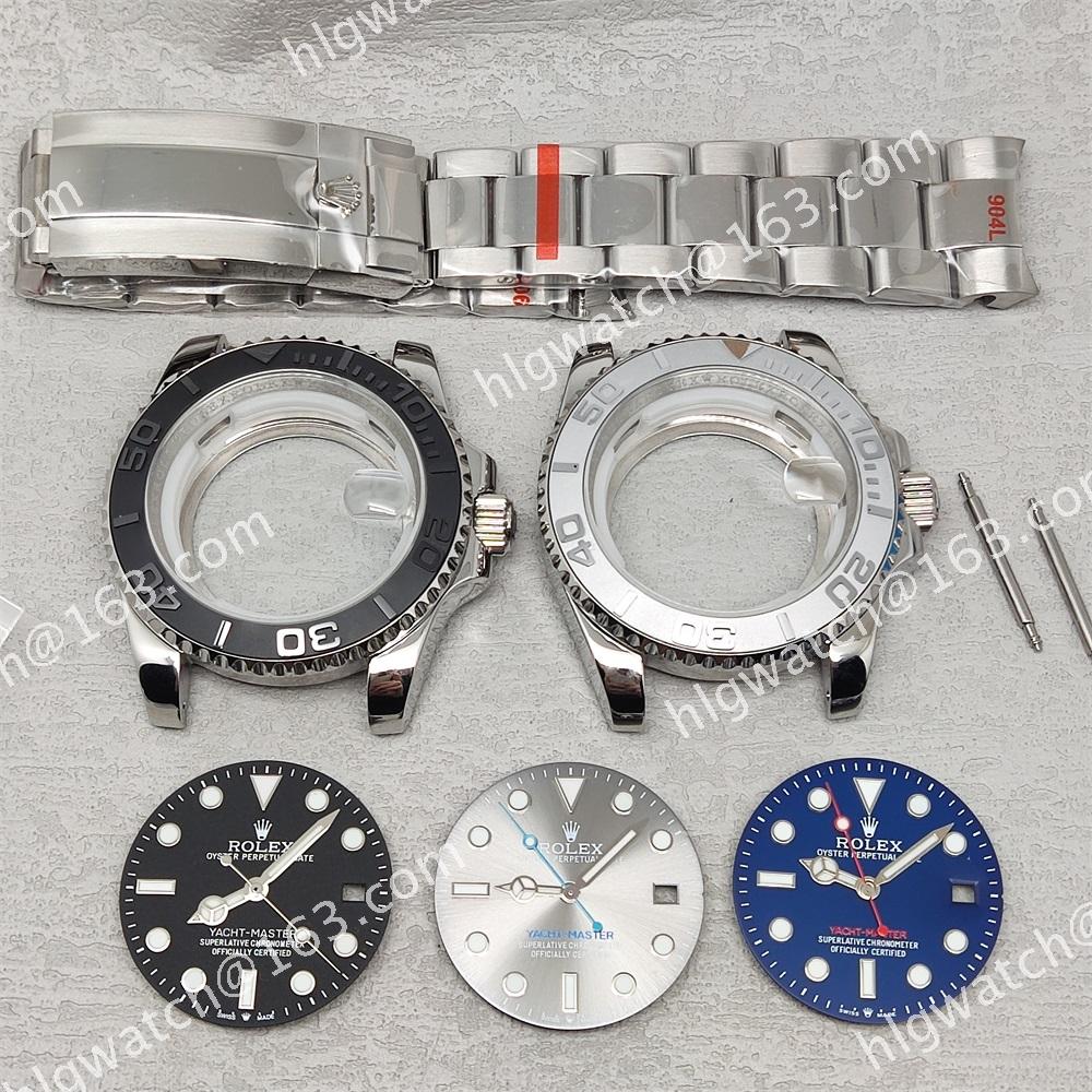 40mm ROLRX Yacht Case BGW9 Luninous Dial Set for 8200 8215 2836 2824 Movement Ice Blue Luminous Faces