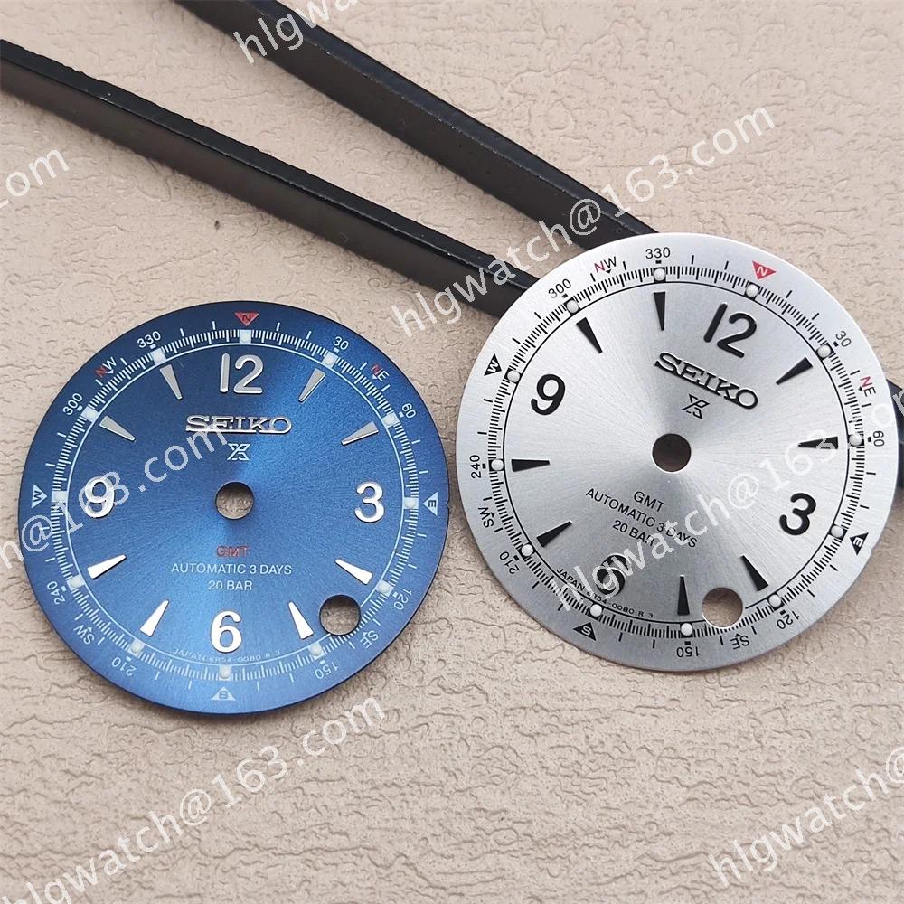 NH34 Mountaineer Dial 28.5mm GMT Watch Face Green Luminous for Seiko Watch Modification Accessories with S Logo