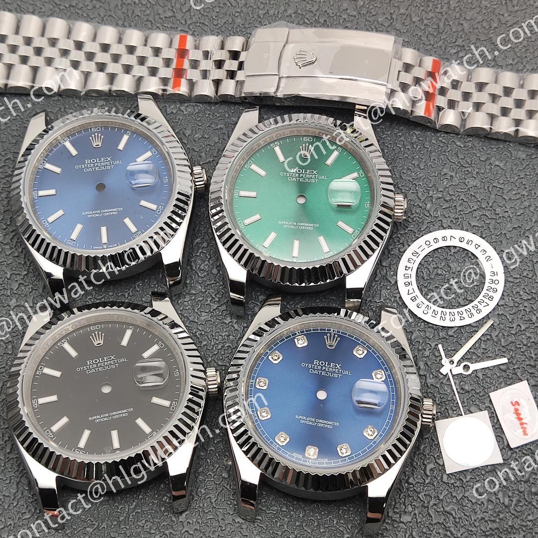 41MM Sapphire Crystal Case ROLEX m126334 fit 8215 8200 2813 Movements Stainless Steel Modified Accessories