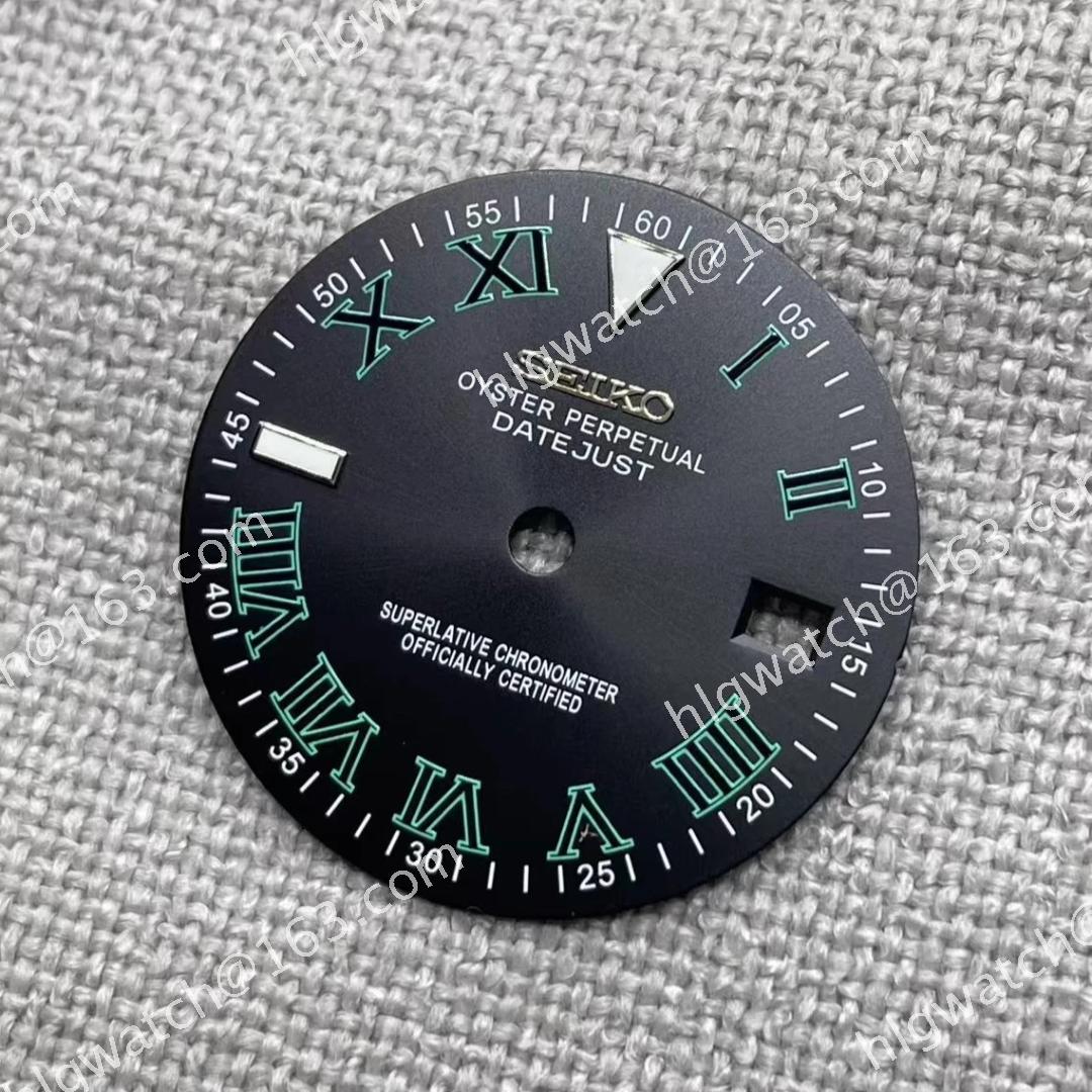 28.5mm 31mm Watch Dial SEIKO Green Roman Scale Digital Faces Luminous Mechanical Watch Modification Accessories for NH35 NH36