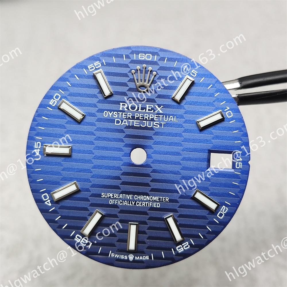 28.5mm Rolex Datejust Dial For Nh35 Movement Horizontal Stripe Modification Accessory Green Luminous