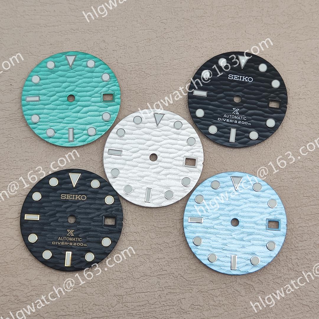 NH35 Wavy Pattern Watch Dial S Logo Green Luminous Watch Modification Accessory Mechanical Watch Faces 28.5mm