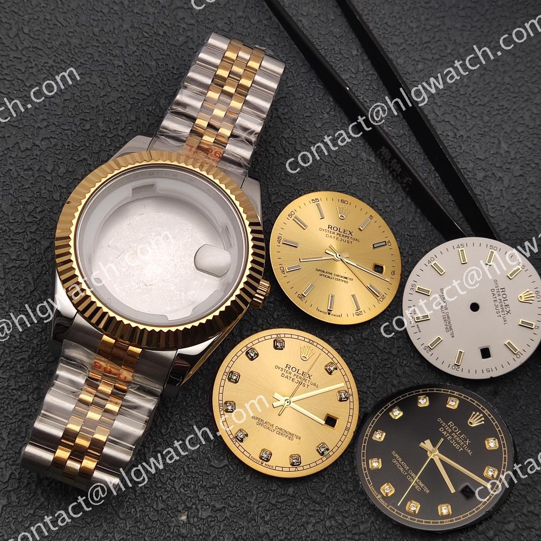 41mm Rolex Datejust Case Set Gold-plated 904l Stainless Steel For 8215 8200 Movement Modification Accessories
