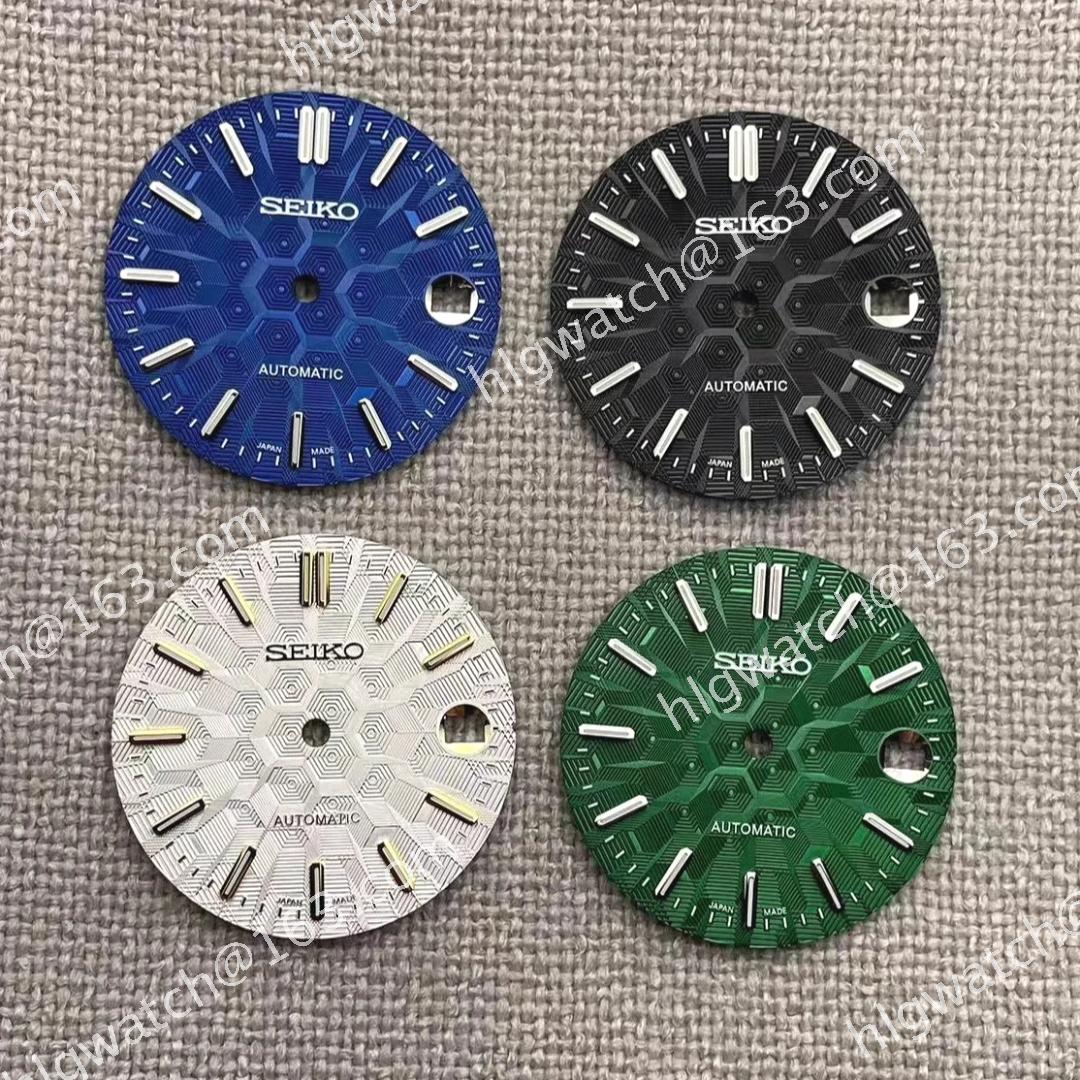 NH35 Dial SEIKO Geometric Texture 3D Stereoscopic Faces Green Luminous for NH36 Movement 28.5mm