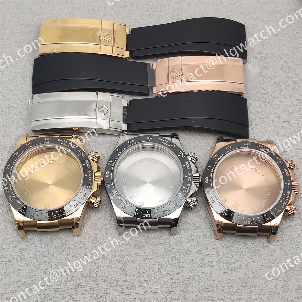 39mm Rolex Cosmograph Daytona 126518 126519 Watch Case with Silicone Watch Strap For 7750 Movement Daytona Watch Case	