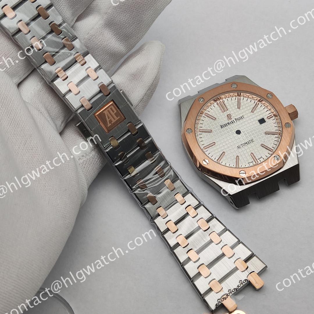 42mm AP Rose Gold Case Set for 8215 8200 2813 Movement Solid Stainless Steel Watch Case
