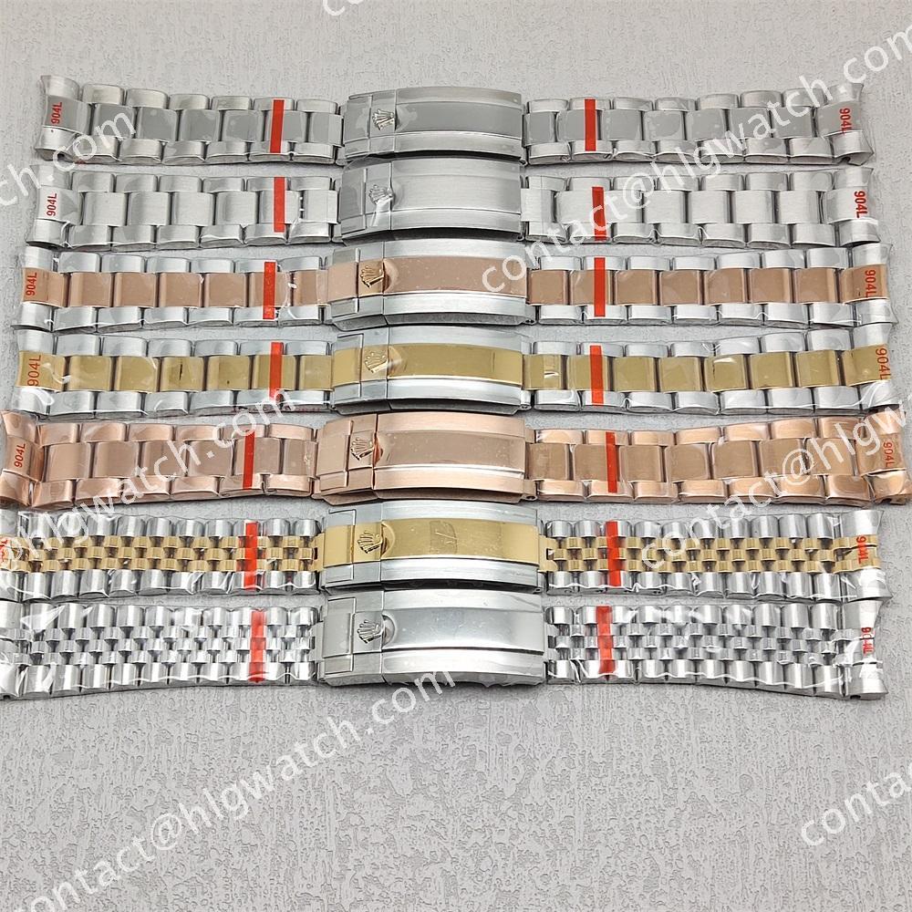20mm Rolex Adjustable Clasp Strap Solid Steel For Submariner Daytona Datejust Case Jubilee Oyster Brushed Bracelets