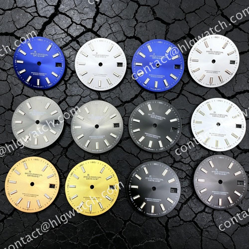 28.5mm Oyster Perpetual Datejust Watch Dial for NH35 Movement Green Luminous