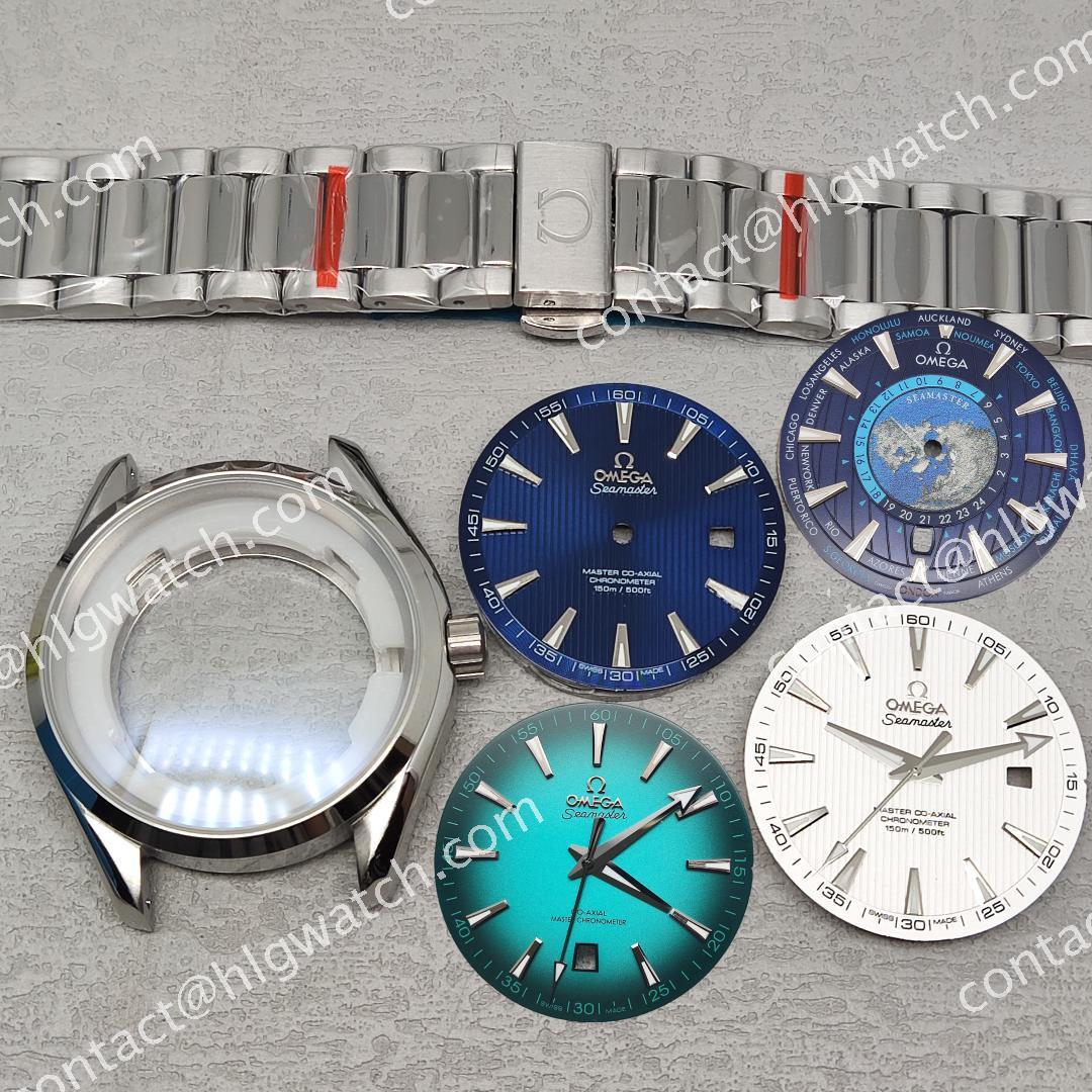 41mm Omega Aqua Terra 150 Steel Case Strap set fit 8215 2813 8205 8200 Dial Modified Watch Accessories