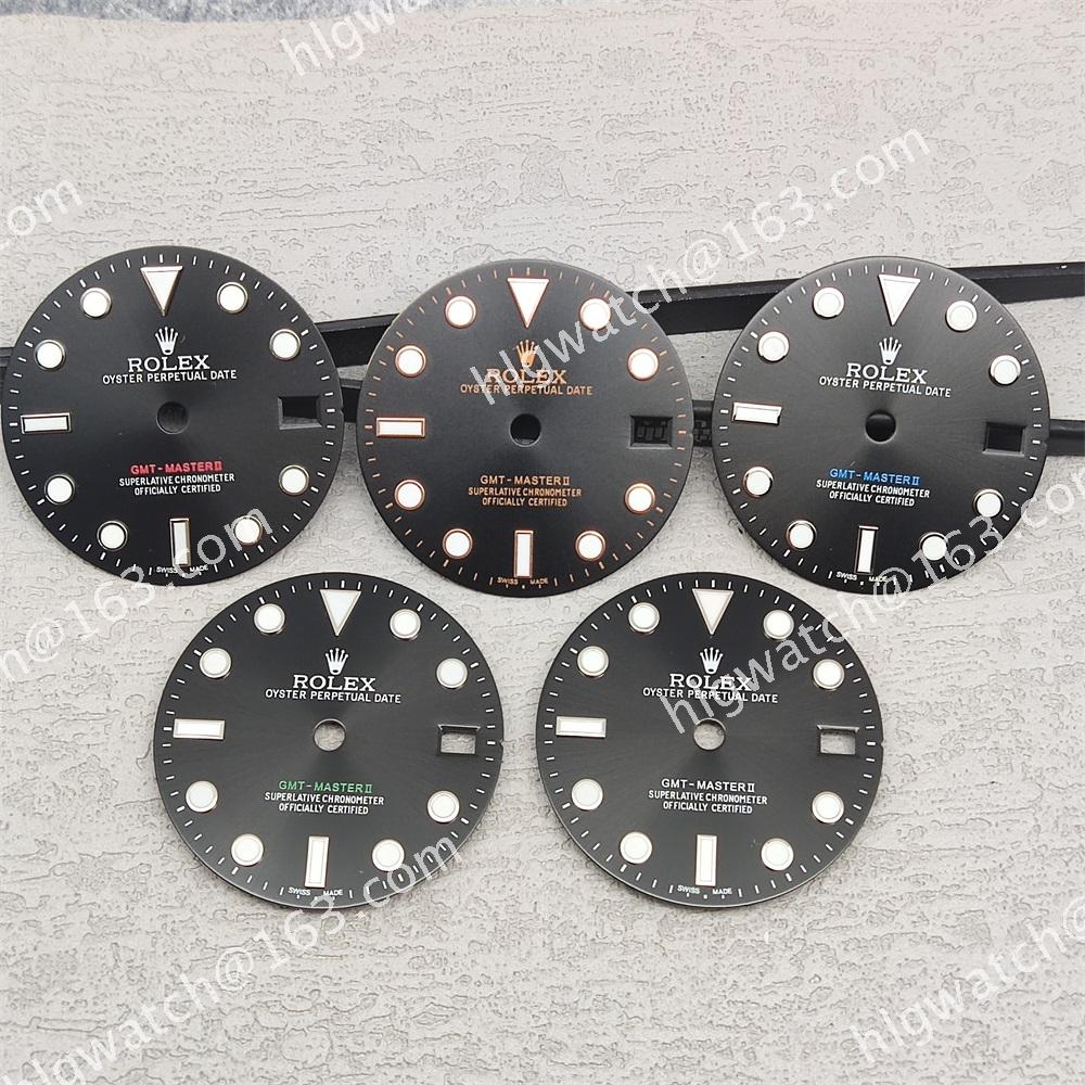 28.5mm NH34 Rolex GMT Master Ⅱ Dial Sunburst Ice Blue Luminous Watch Faces