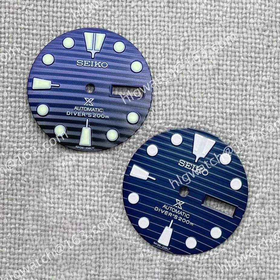 NH36 Dial 28.5mm Horizontal Stripe Double Calendar Gradient Color Faces Green Luminous 