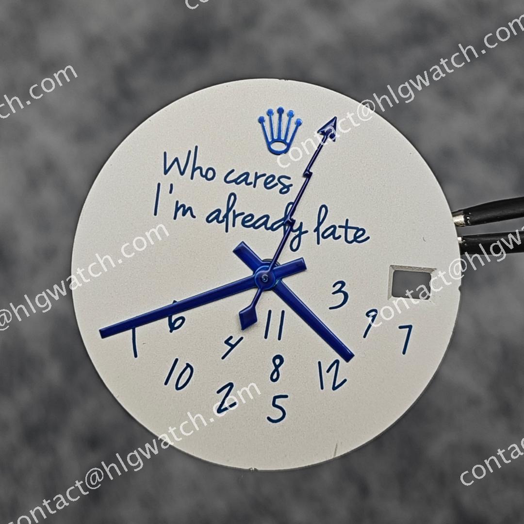 28.5mm Rolex Who Care Dial For NH35 Movement Modification Accessory Blue Font And Crown