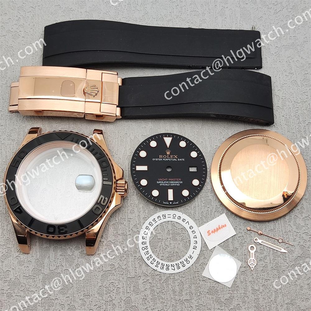 40mm ROLRX Yacht Case Sapphire Crystal Set for 8200 8215 2813 Movement Rose and Sliver
