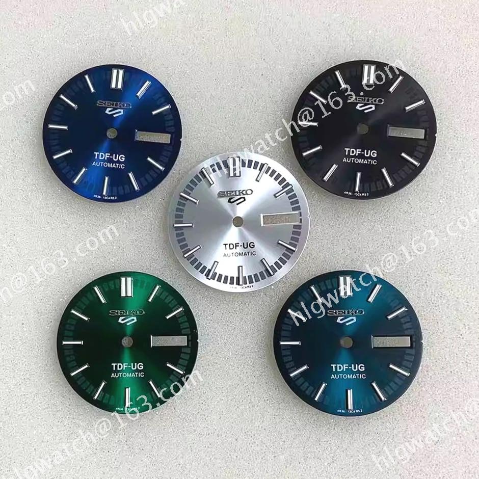 NH36 Watch Dial SEIKO Sunburst Dual Calendar Bright Light Green Luminous Watches Modification Accessories 28.5mm Faces