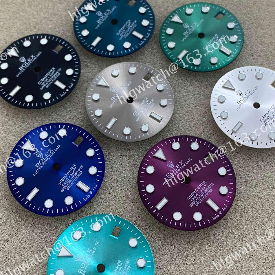 NH35/36 Rolex Watch Dial 29mm Sun Pattern Dial Green Luminousdial for NH35/NH36/4R/7S Movement Watch Accessories Round Stud Dial