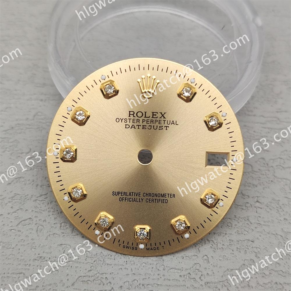 28.5mm NH35 ROLEX Datejust Diamond Studded Green Luminous Dial for NH35 Movement