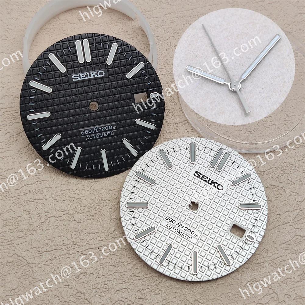 31.5mm Retro Modified SEIKO Watch Dial Green Luminous Checkered Mechanical Watch Modification Accessory for NH35 NH36 Movement