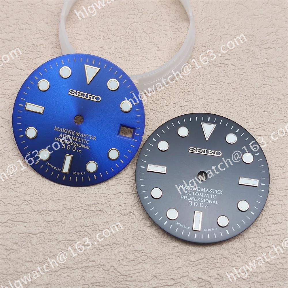 NH35 Yacht Dial SEIKO Green Luminous Mechanical Watch Modified NH36 Faces 28.5mm