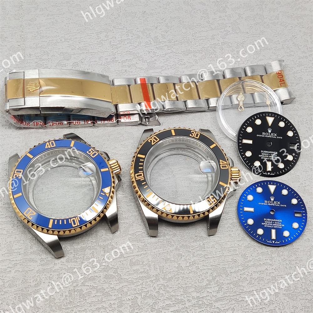 40mm Gold ROLEX Submariner Watch Case Dial for NH35 Movement Diving Watches Accessories Sapphire Crystal