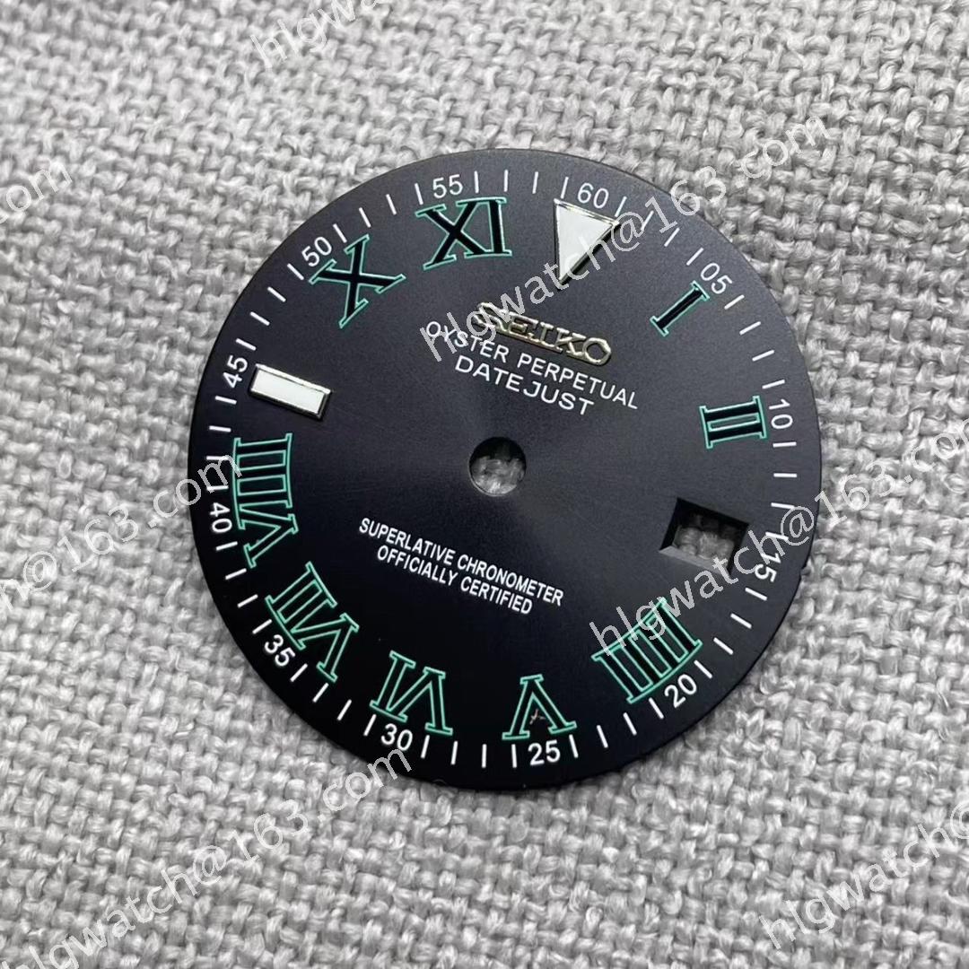 28.5mm SEIKO Watch Dial NH35 Green Roman Scale Digital Faces Luminous Mechanical Watch Modification Accessories for NH35 NH36